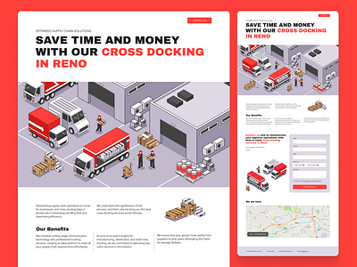 Landing Page for a Logistics Company gray illustration landing landing page logistics red ui uidesign usa ux uxui web design