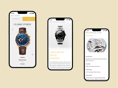 Luxury Watch Ecommerce Mobile Websit animation app design branding dashboard e commerce graphic design icon design illustration interaction design landing page logo design mobile design product design prototype typography user experience user interface uxui wireframe