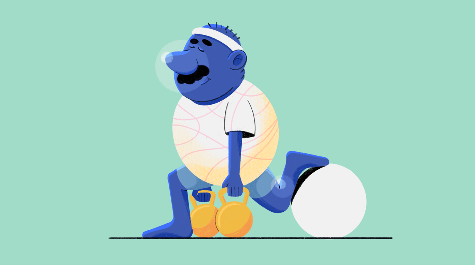 Get into shape character exercise fitness gym illustration kettlebell lifestyle motivation split squat train workout