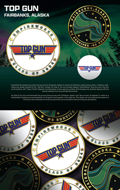 TOP GUN FAIRBANKS, ALASKA 3d animation branding coin comemorative crypto design graphic design illustration logo ui