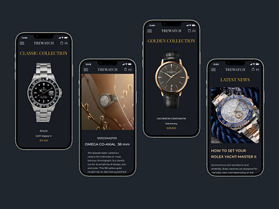 Luxury Watch Ecommerce Mobile Websit animation app design branding dashboard e commerce graphic design illustration interaction design landing page logo design mobile design product design prototype typography uxui web design wireframe