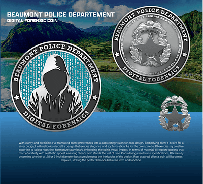 BEAUMONT POLICE DEPARTEMENT DIGITAL FORENSIC COIN 3d animation branding coin comemorative crypto design graphic design illustration logo ui