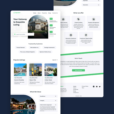 Opulent || Real Estate Landing Page UI branding design figma house landing page landing page design landing page ui logo property real estate ui ux web design web ui webdesign