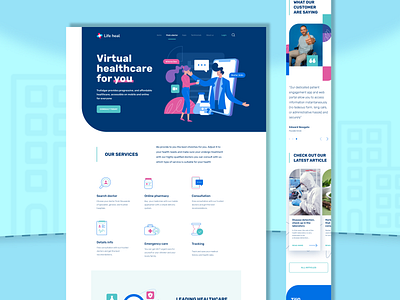 🌐 Life Heal - Online Healthcare 🌐 design graphic design healthcarewebsite healthtech illustration medicalui moderndesign onlinehealthcare patientcare ui user interface ux vector