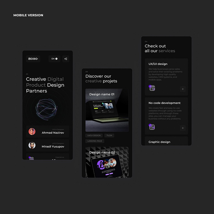 Personal portfolio site by Ahmad Nazirov on Dribbble