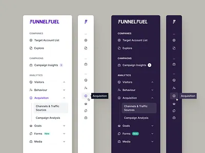 Sidebar Navigation - Light & Dark analytics b2b b2c branding collapsed colours dark designsystem expanded light martech nav navigation palette preline saas sidebar ui ux variables