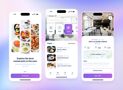 Explore the best restaurants in the area app application design digital digitaldesign figma graphic design mobile app near restaurant ui ux webdesign