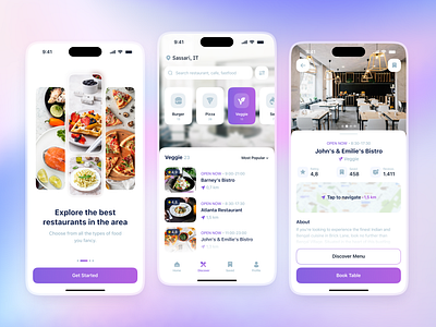 Explore the best restaurants in the area app application design digital digitaldesign figma graphic design mobile app near restaurant ui ux webdesign