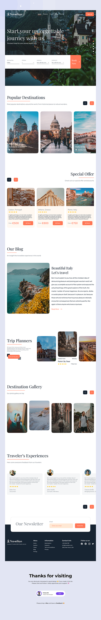 Travel Website Design design figma home landingpage travel travel landing page ui uiux ux web web design web page website