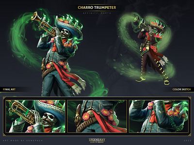 Charro Trumpeter 2d art cgi character character design concept concept art digital 2d digital art fantasy game game art game of heroes gamepack illustration legendary mobile games