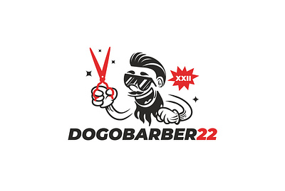 Dogobarber logo barber beard graphic design illustration logo old school retro street urban vintage