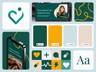 Here Health Branding - visual identity for healthcare branding color palette design design system healthcare logo med tech medical product ui ui design visual identity