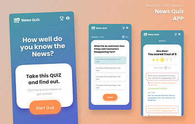News Based Quiz - Next.js App game ui mobile app news nextjs quiz quiz ui responsive design webapp
