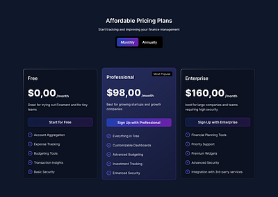 Affordable Pricing Plans design figma landing page ui