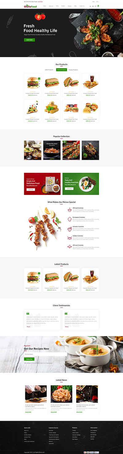 Gloria Food Website Design 3d about us animation banner branding design food graphic design illustration logo menu motion graphics products theme ui vector website