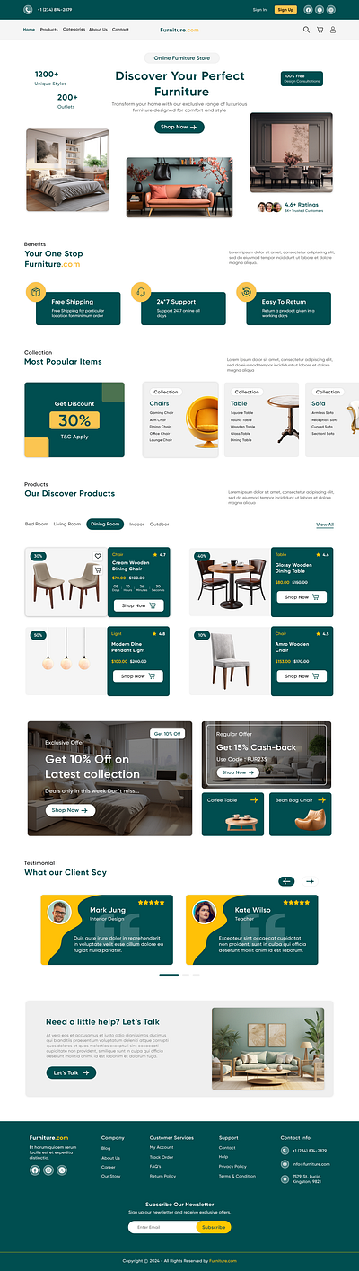 Furniture Website design figma photoshop ui uiux user experience user inteface ux web design website