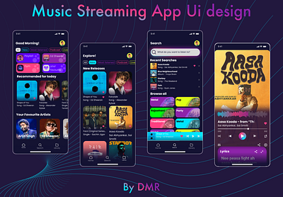 Music Streaming App UI Design design figma graphicdesign illustration mobileappdesign musicstreamingapp ui uidesign