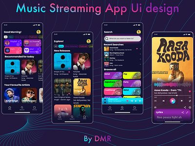 Music Streaming App UI Design design figma graphicdesign illustration mobileappdesign musicstreamingapp ui uidesign