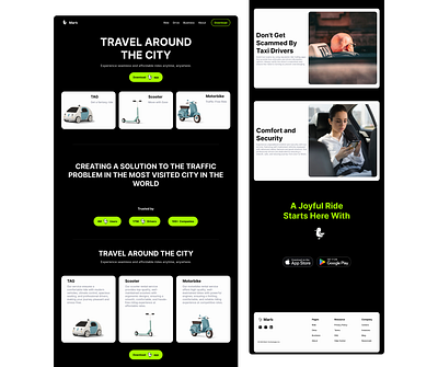 Martı Web Design figma landing page ride transport uber ui ux uxui web design