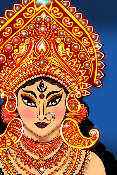 Maa Durga 3d art artwork beautiful woman bueaty cartoon design digital art digital painting divene goddess graphic design illustration power spiritual