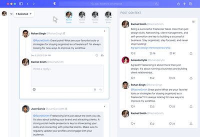 FeedHive social inbox - demo video animation app demo figma ui ux