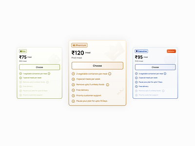 Tiffin Delivery App - Subscription Plan Card Design app design design plan ui design pricing page ui subscription page subscription plan ui design subscription ui ui ui elements ux