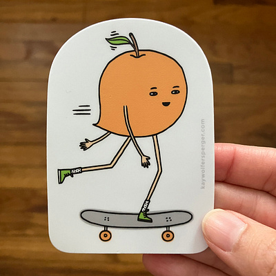 "Peachy" Skateboarding Sticker character georgia illustration peach skateboarding