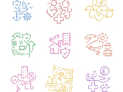 Insurance Offerings for Occident branding design graphic design icon illustration marcoriolserra minimal ui vector vectorillustration