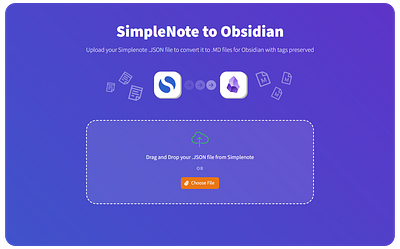 SimpleNote to Obsidian Tool converter obsidian purple simplenote tool ui webapp