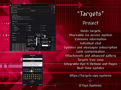 "Targets". Project. 3d admin api x crypto dark dashboard management project target targets task ui ux vipssystems