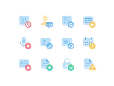 Roondy color combined icon pack attention calendar delete document edit empty state gradient icon icons illustration interface lock mic placeholder qr ui user video