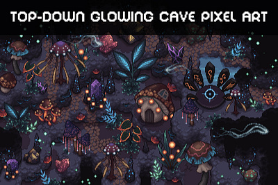 Glowing Cave Top-Down Tileset 2D Pixel Art 2d art asset assets cave fantasy game game assets gamedev illustration indie indie game pixel pixelart pixelated rpg tileset tilesets top down topdown