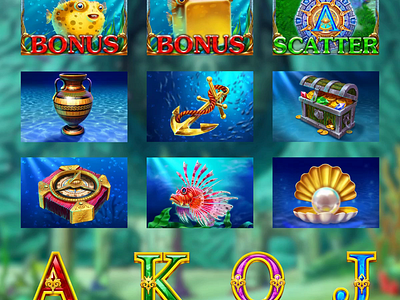 Atlantis themed casino machine - Set of slot symbols animation animation atlantis atlantis slot atlantis symbols atlantis themed characters animation characters design digital art gambling game art game design game graphics graphic design motion graphics set of symbols slot design symbols animation symbols design