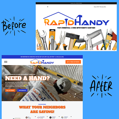 RapidHandy Before & After branding design figma graphic design illustration logo ui ui design uiux web design webdesign website design website development websitedesign wordpress wordpress website