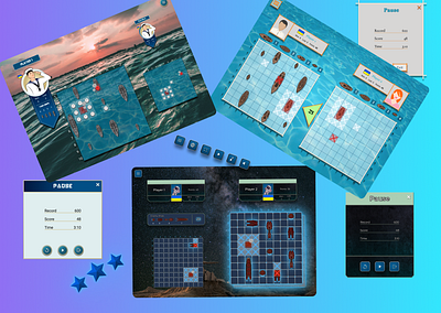 Variants of the game "Battleship" design desktop game ui ux