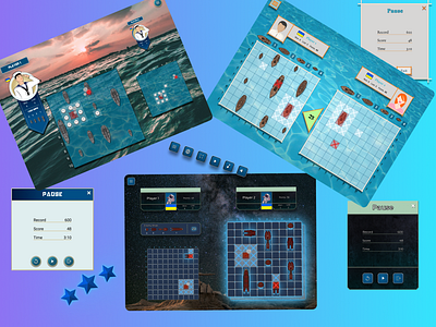 Variants of the game "Battleship" design desktop game ui ux