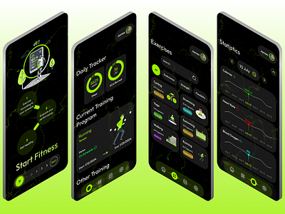 Fitness App app dark fitness glassmorphism health mobile ui