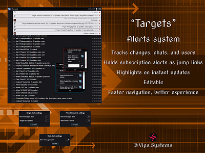 "Targets". Alerts system. dark