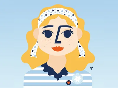 Ribbons & Blue adobe adobe illustrator blue digital art illustration portrait portrait illustration vector art woman portrait women yellow