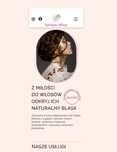 Kocham Włosy website - mobile design hair hair salon logo mobile website ui