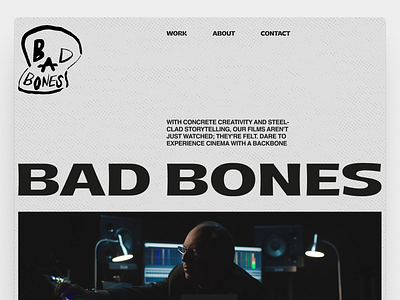 Bad Bones Website branding brutalism film film studio graphic design hero section layout studio ui ux