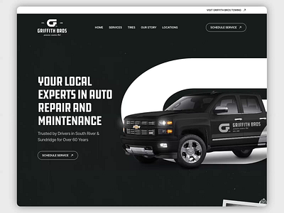 Griffith Bros Website animation auto dark theme interaction mechanic service centre truck ui ux design vintage web web interaction website design