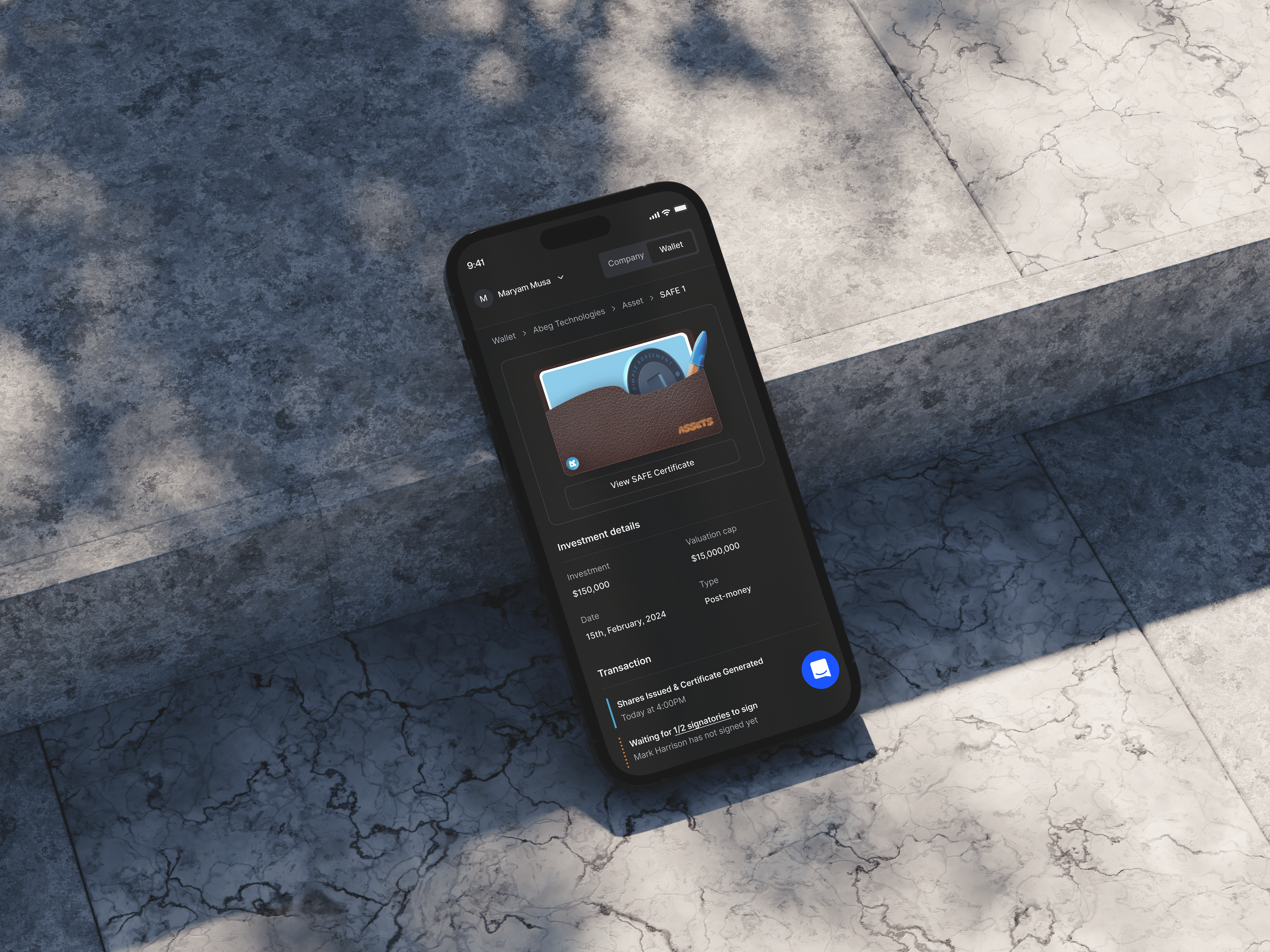 Asset View for SAFEs dailui design equity safes ui uid ux uxui web