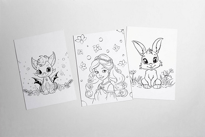 Children coloring pages activities animal art beautiful children coloring page dragon princess rabbit