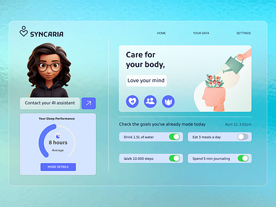 Syncaria: Mental Health App (Landing Page for Tablet) app design junior designer mental health ui ux