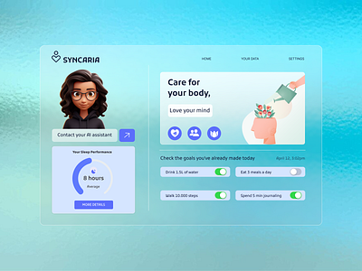 Syncaria: Mental Health App (Landing Page for Tablet) app design junior designer mental health ui ux