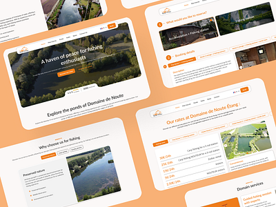 Fishing Website clean fish fisherman fishing fishing rod fishing website landing page design orange ui uiux ux website design