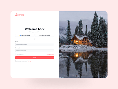 Log In page design concept airbnb form landing page design log in log in form log in page red sign up travel website ui uiux ux website design