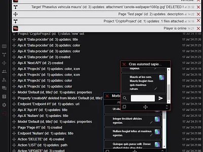 "Targets". Alerts system page screenshot. dark
