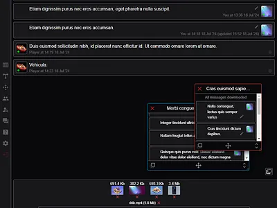 "Targets". Chats system page screenshot. dark
